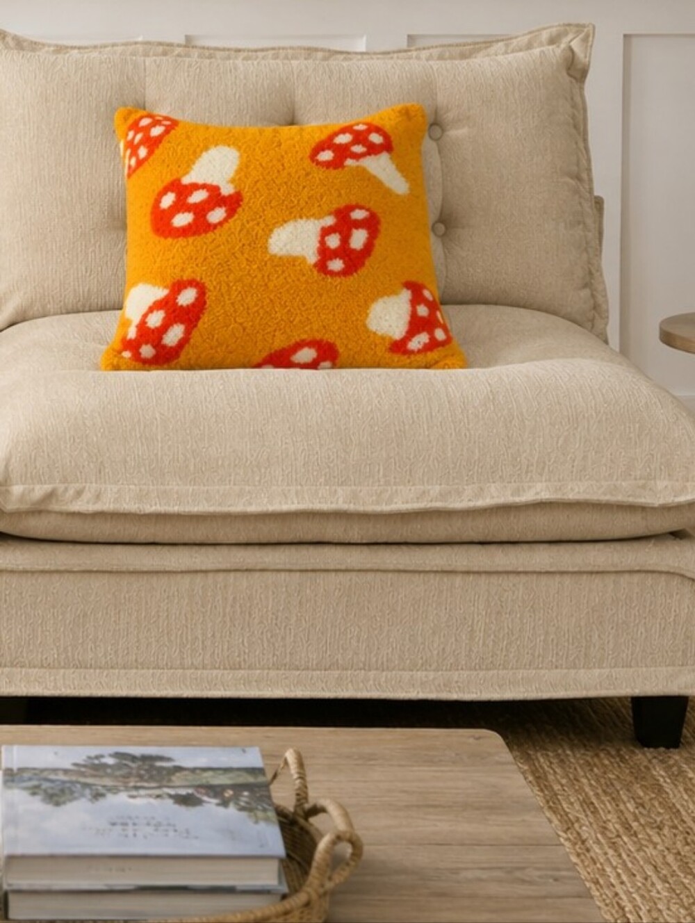 NWT Urban Outfitters Amped Tufted Fleece Mushroom Throw Pillow 18" x 18"
